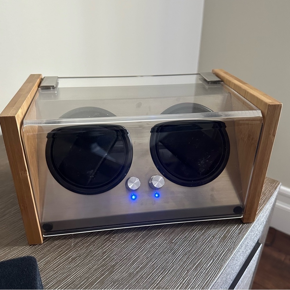 Watch Winder Smith Dual Winder Bamboo Battery and Plug In Option